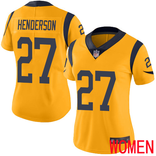 Los Angeles Rams Limited Gold Women Darrell Henderson Jersey NFL Football #27 Rush Vapor Untouchable